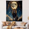 Majestic Lion Under Full Moon Sky Patterned Tapestry Decorative Wall Hanging, Home Bedroom Living Room Decor