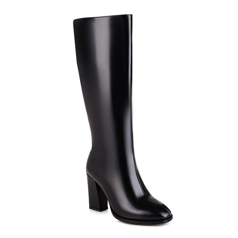 Zipper Knee High Boots Women Elegant Casual Heels Women's High Boot Green White Black Long Shoes Lady Big Size 45 Waterproof