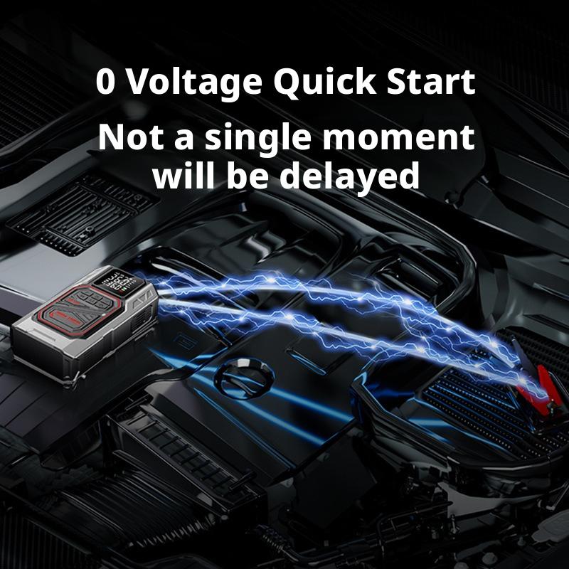Latest Model High-Capacity Car Emergency Jump Starter with Built-in Tire Inflator, Portable Wireless Electric Air Pump