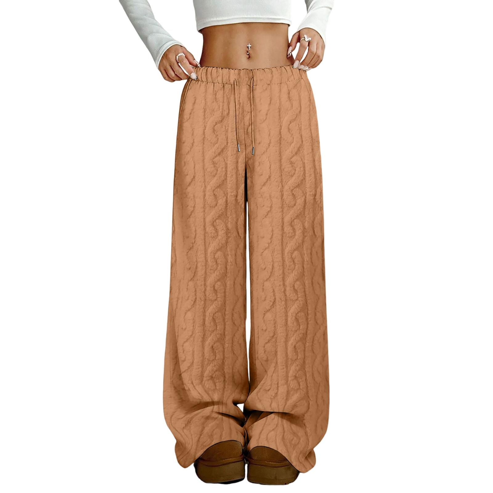 Women s Casual Fashionable Fleece-Lined Warm Sleep Pants S