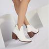 Popular Crumpled Women's Short Boots Pointed Thick Heel V-mouth Rear Zipper Boots Women's Large Size Women's Boots