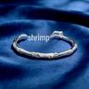 Sterling Silver Auspicious Clouds Bamboo Bangle - Chinese Style Open Bracelet Gift for Women