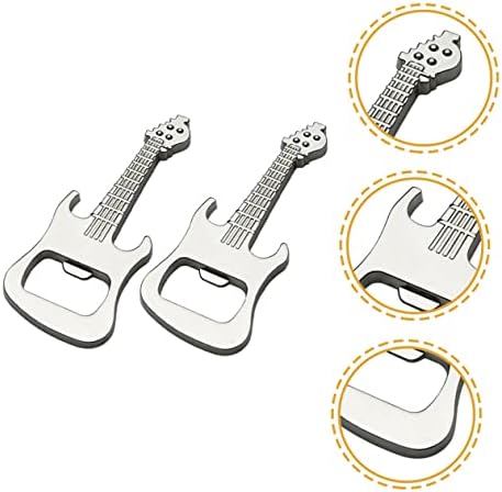Cabilock 3-in-1 Bottle Opener Set, Guitar Shape Can Opener, Alloy Beer Bottle Opener Gadget, Silver 2-Pack * 3 Sets