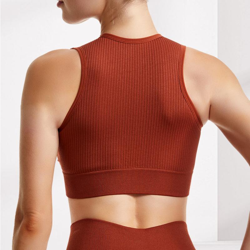 Sportbehåar för kvinnor Ärmlösa Utan Bygel Stötdämpande Andningsbara Lätta Elasticitet Linne för Yoga Fitness Kroppsbyggnad Dans Löpning