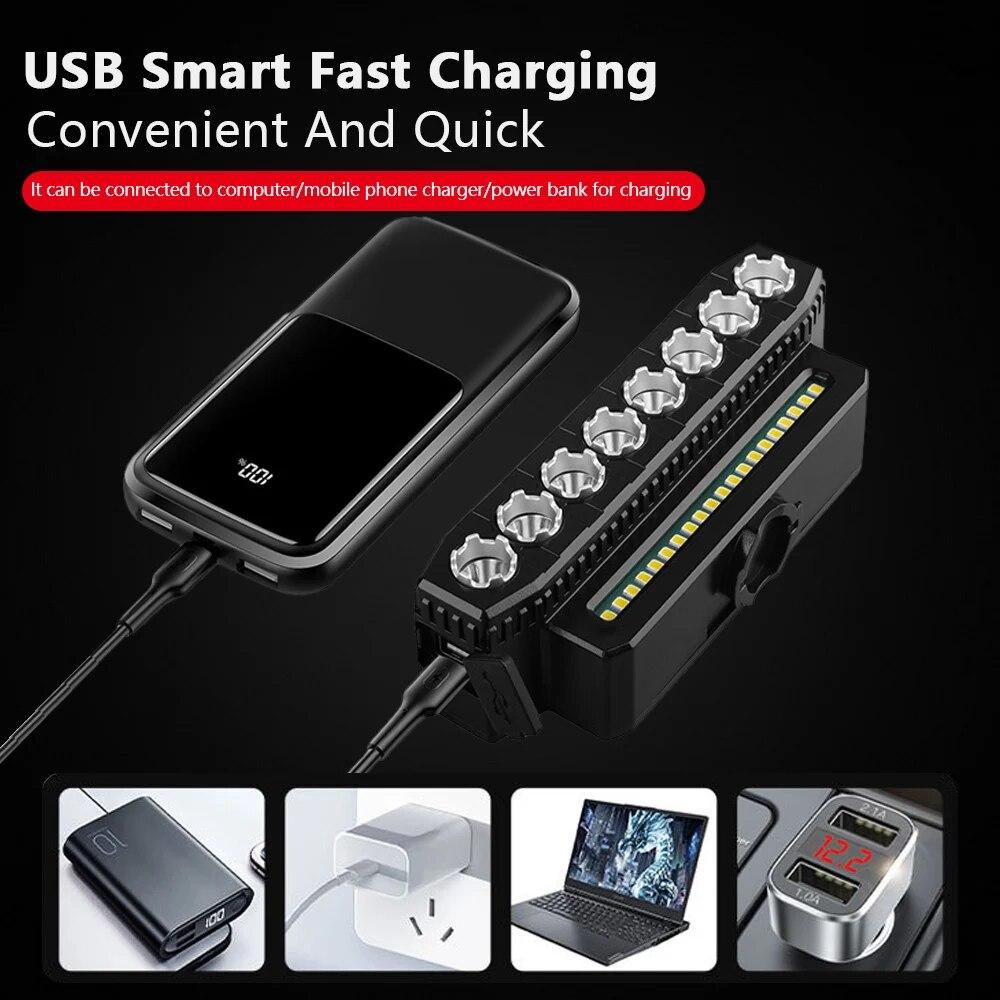 LED Bicycle Front Light USB Rechargeable Cycling Bike Horn Easy To Install 6 Modes Bicycle Bell Light