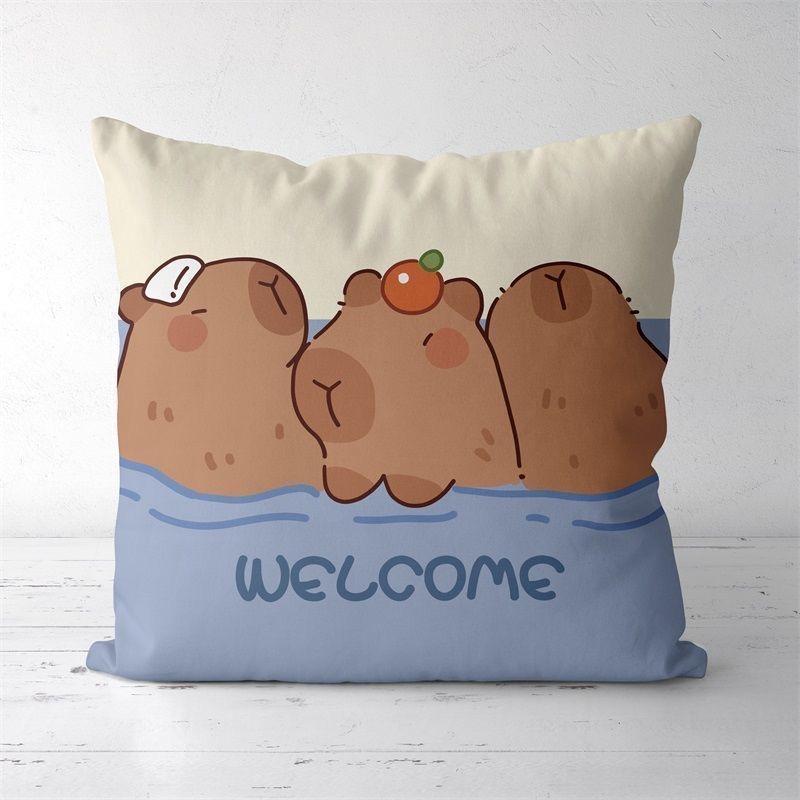 Cute Kapibara Capybara Cartoon Two-dimensional Pillowcase Children's Bedroom Sofa Cushion Cover Nap Pillow Cover