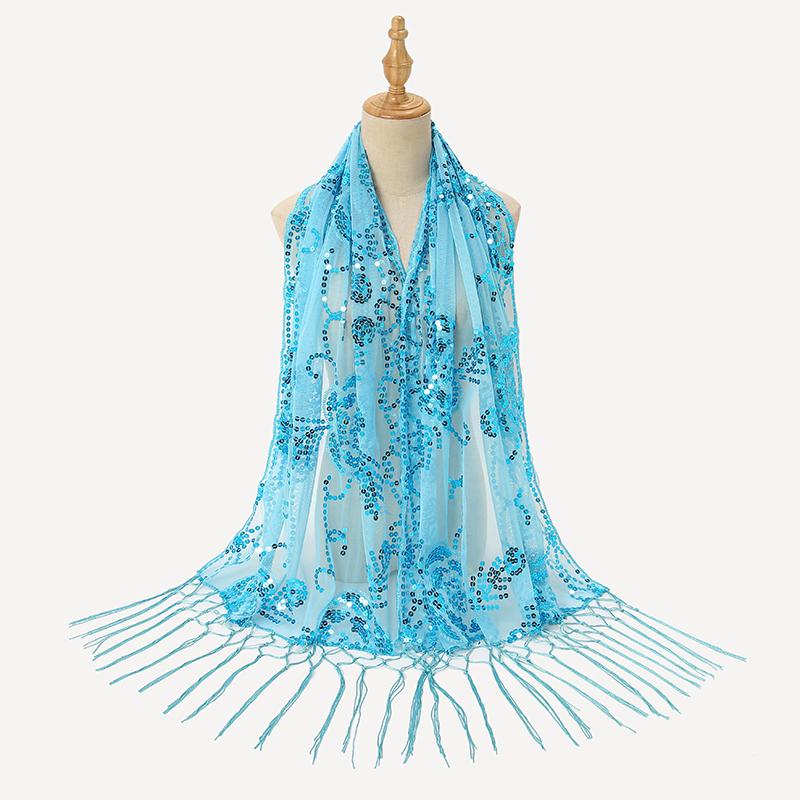 Sequin Camellia Tassels Scarf Women Luxury Shawls Woman Muslim Hijab Plain Long Cape Echarpe Femme Party Cape Tippet