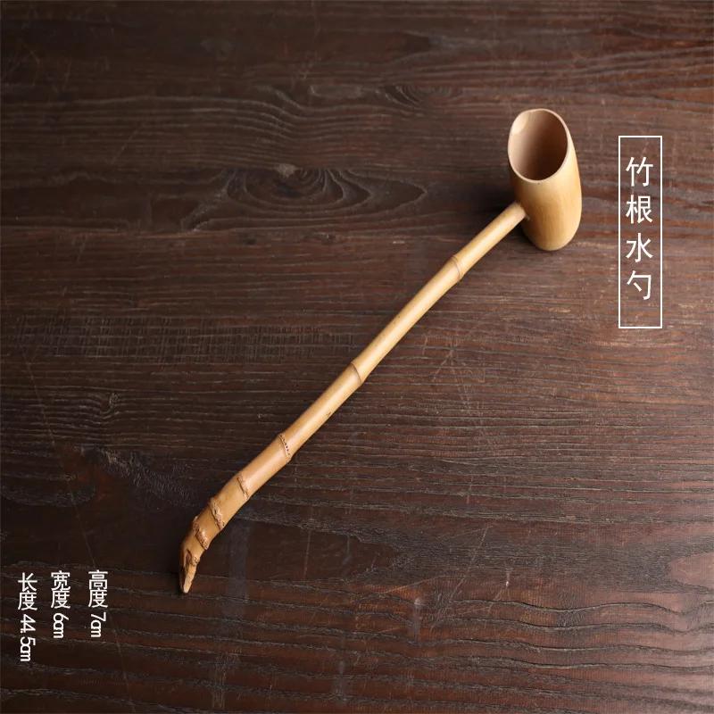 Chinese Style Handmade Natural Bamboo Wooden Tea Scoop Long Handle Water Tea Spoon Teaware Table Decor Kitchen Tool 2025 New