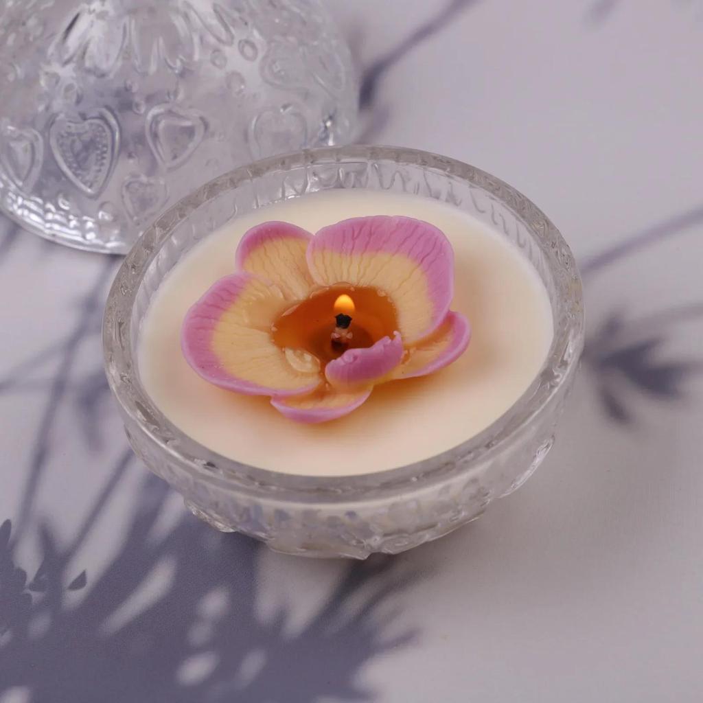 Silicone Candle Mold 3D Butterfly Orchid Flower Aromatherapy Gypsum Soap Molds Cupcake Fondant Candle Decoration Baking Tool