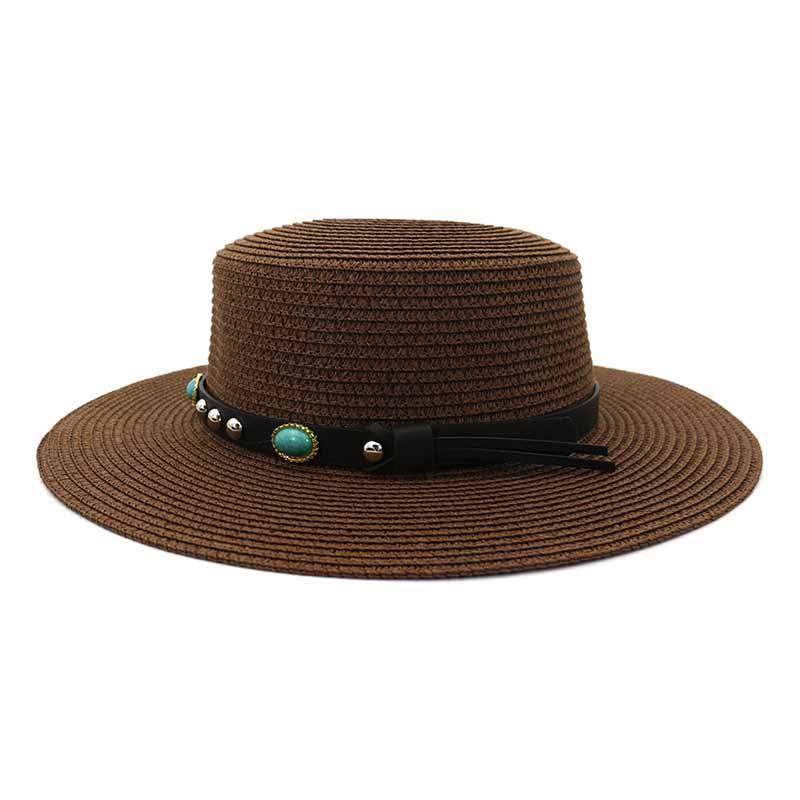 Sommer-Sonnenhut Damen Mode Mädchen Strohhut Band Schleife Strandhut Lässig Gras Flacher Hut Panama Hut Knochen Damen Visierkappe