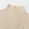 2024 Women's Slim Fit Cashmere Sweater - Fashion Knit Top with Love Heart Pearl Accent & Half High Neck