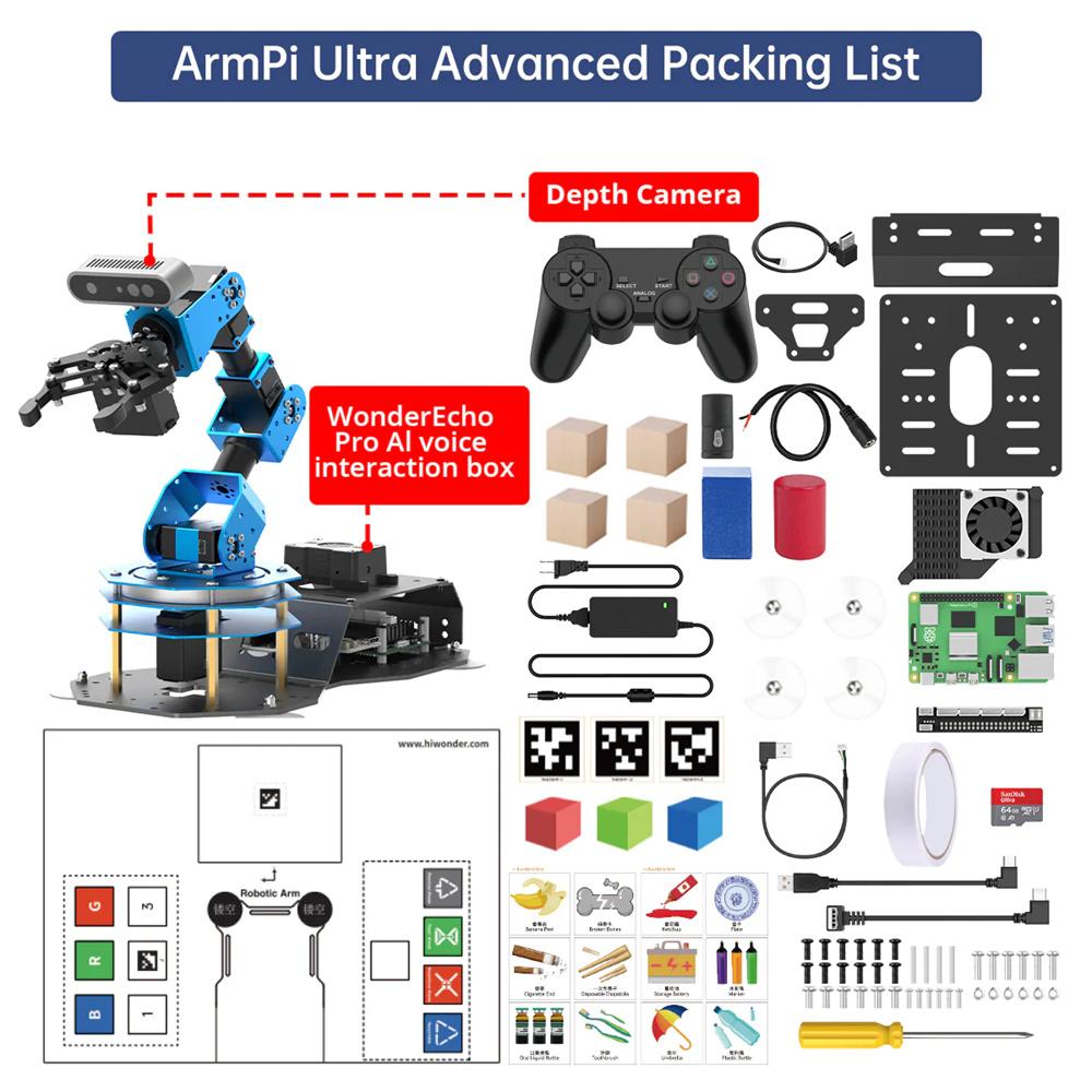 Hiwonder Armpi Ultra Ros2 3D Vision Robot Arm With Multimodal Ai Models, Ai Voice Interaction,Tracking Sorting