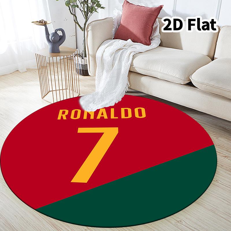 Cr7 Round Area Rug Carpet Rug For Living Room Bedroom Sofa Playroom Decor Nonslip Floor Mat