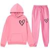 Spring and Autumn Sweater European and American Sweatpants Velvet Men's and Women's Loose Tops and Jackets Couple's Printed Hooded Suit