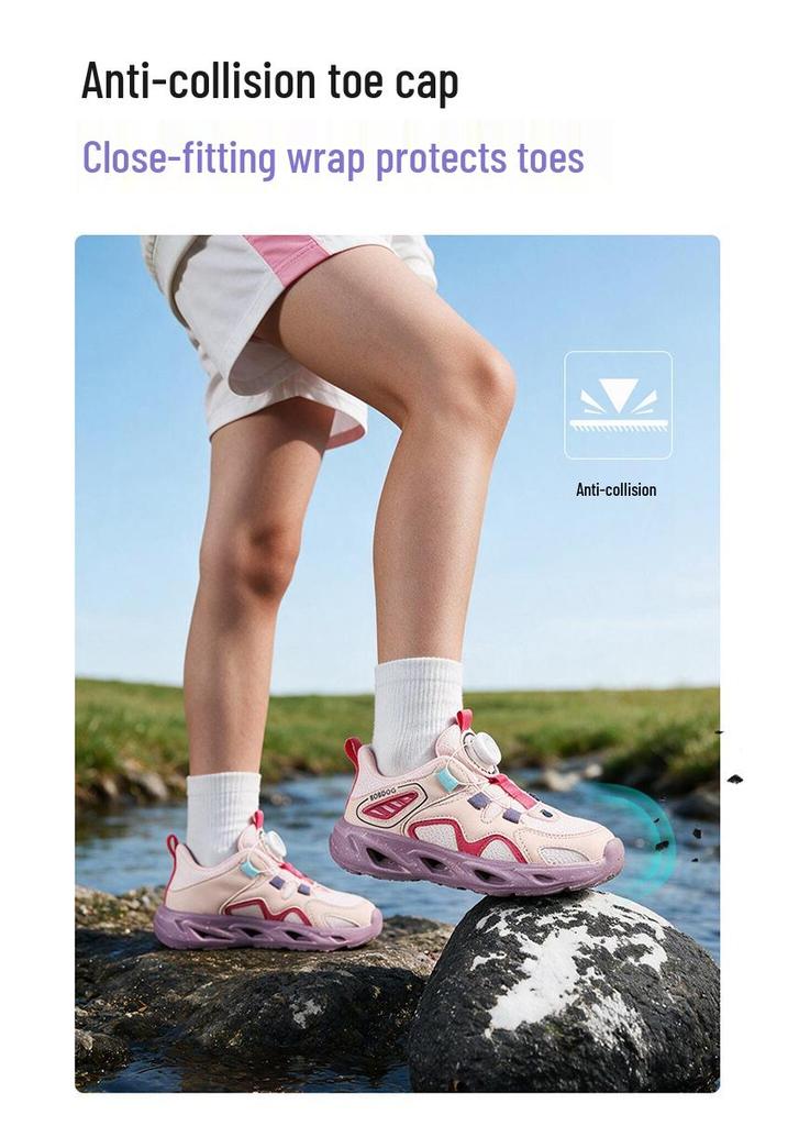 Bobodou Kids' Sports Shoes - Breathable Mesh with Rotating Buckle for Girls (Spring/Autumn 2026)