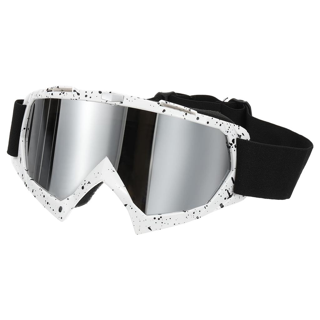 PATIKIL Dirt Bike Motorcycle ATV Ski Racing Helmet for and Riding with White and Silver Lenses Goggles, Goggles, Goggles, Goggles, Goggles, Windproof,