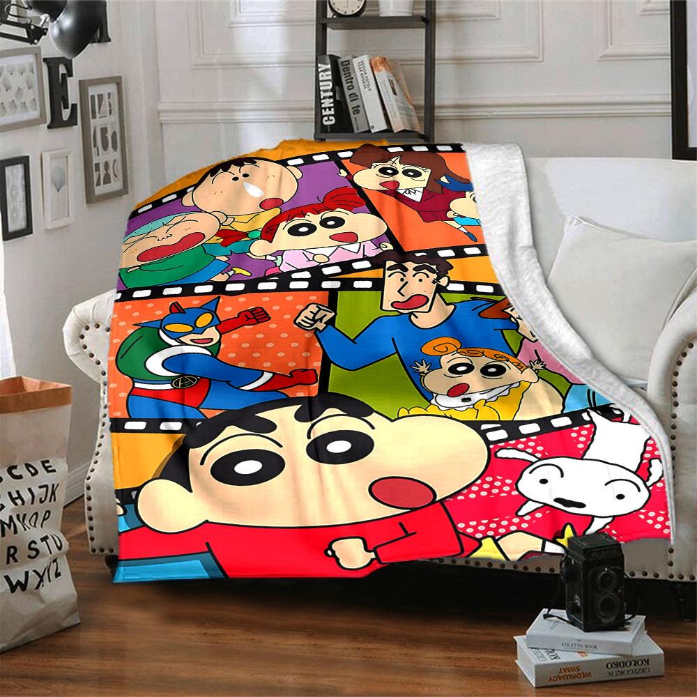 1pc Crayon Shin chan Blanket Lightweight Flannel Blanket Throw Blanket For Sofa, Bed, Travel, Camping, Livingroom, Office, Couch