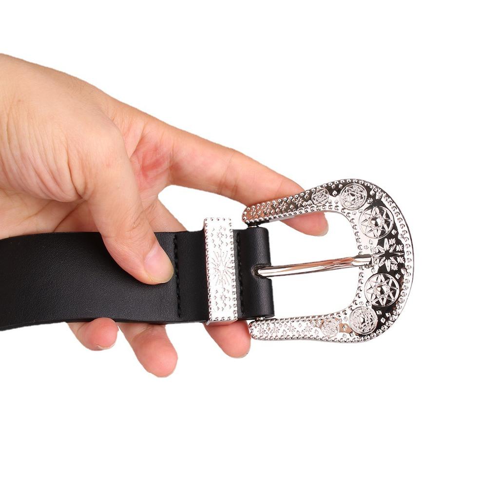 Carved Casual Belt Women'S Wide Belt