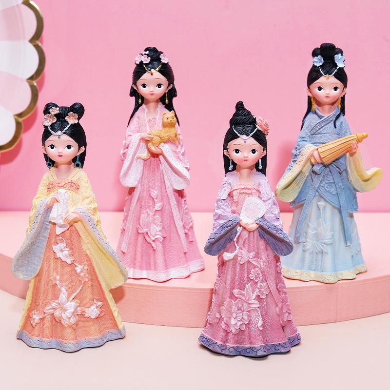 Figurine Fată Hanfu Stil Curte:  Ornamente Creative de Birou & Idei de Cadouri