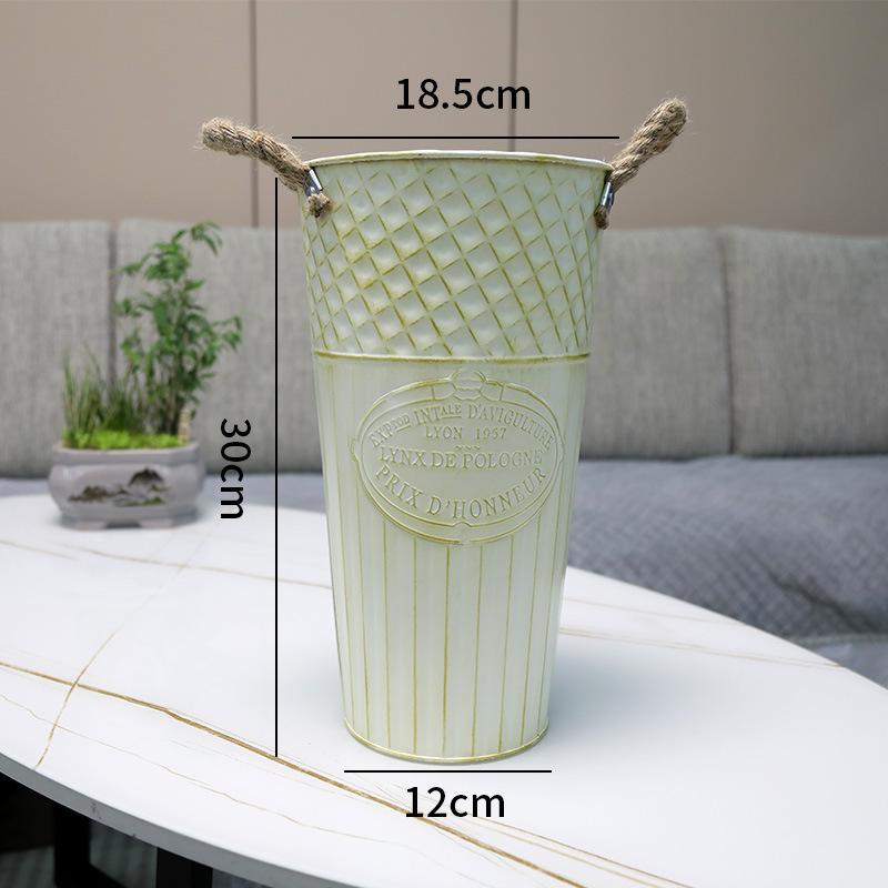 Retro Style, Wrought Iron Flower Awakening Bucket, Dried Flower Vase, Home Decoration, Floor Standing, Flower Pot Placement