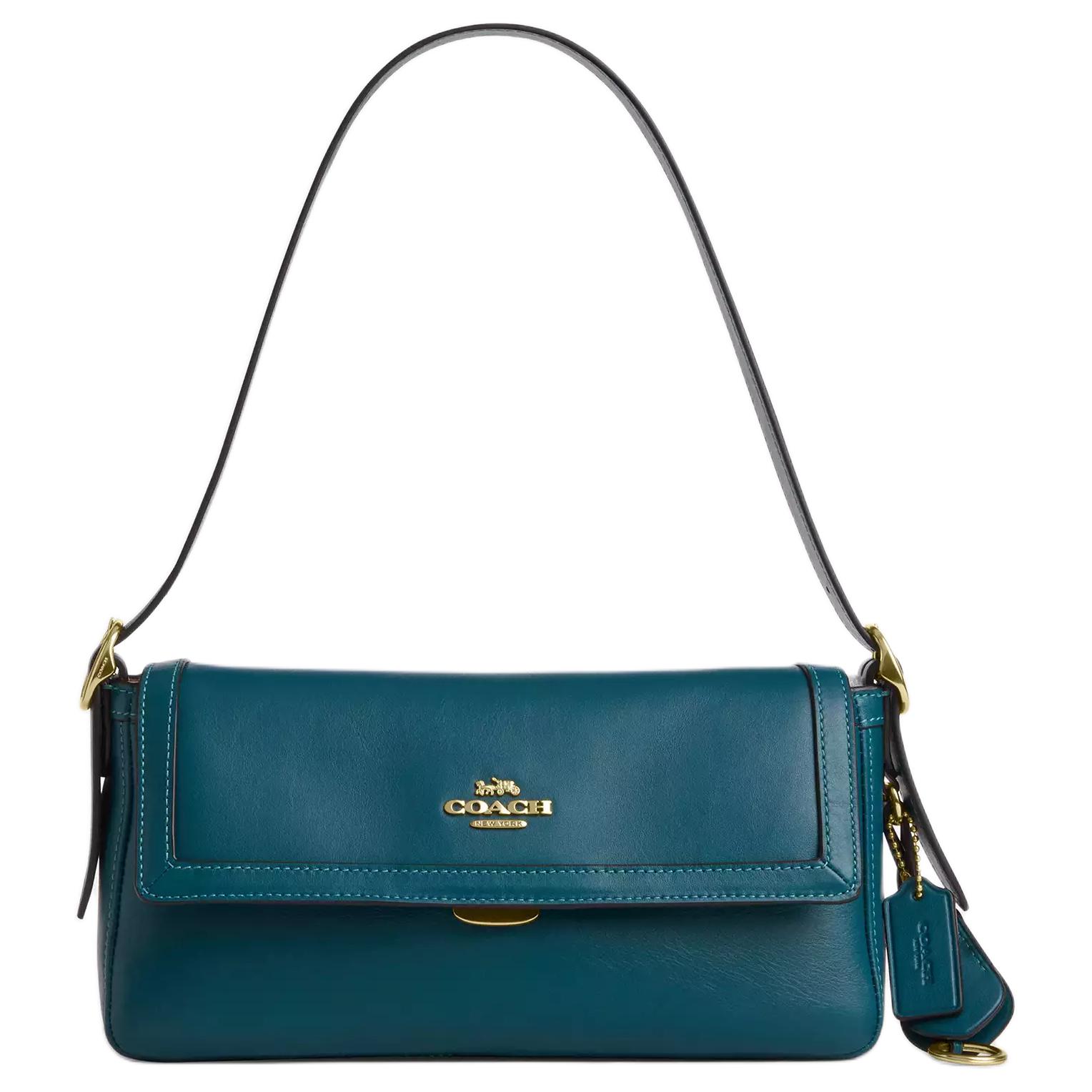 Coach Etta 25 Smooth Leather Shoulder Bag Women shoulder bag Inkwell-Blue-Green CCV63-IMSE1 Basic Set (Bag+Dust Bag)