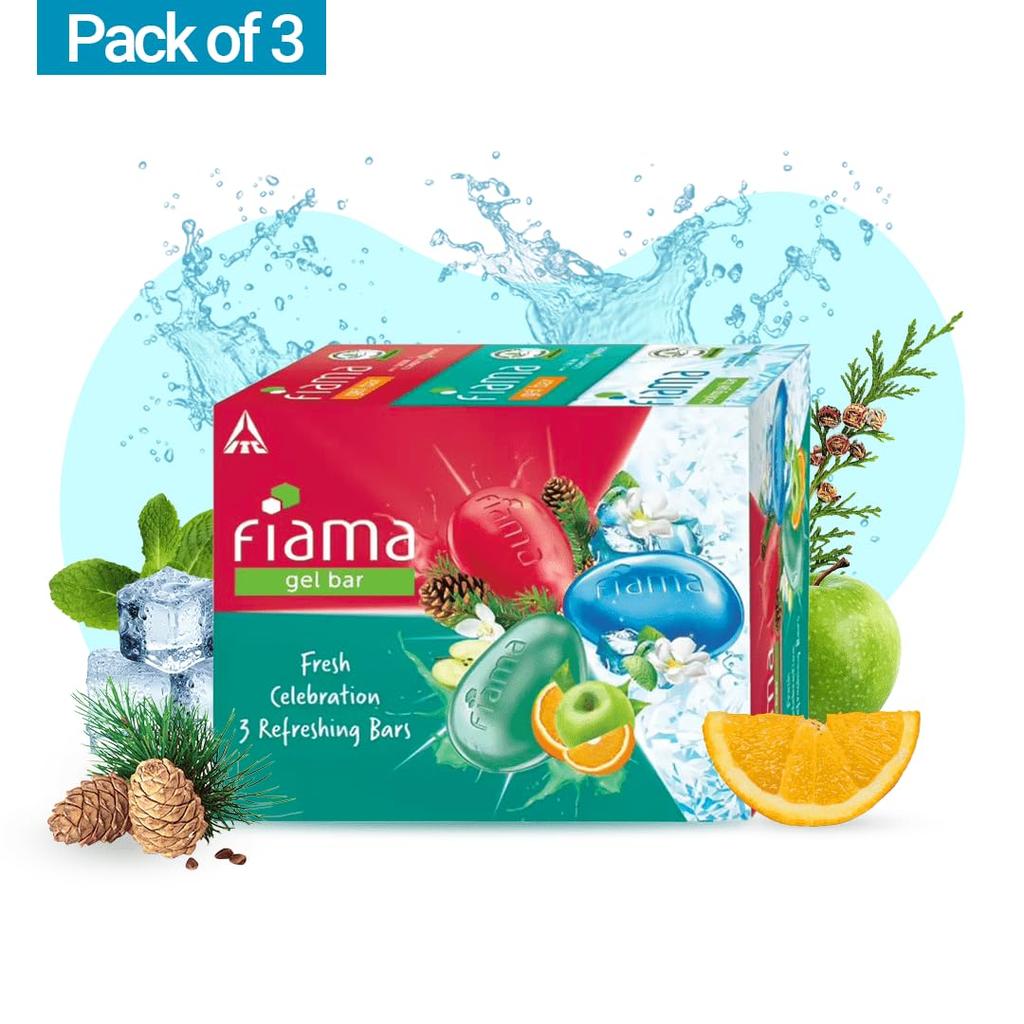 Fiama Gel Bathing Bar Fresh Celebration 125GX3 Unique Moisturizing Soap Bars For All Skin Types