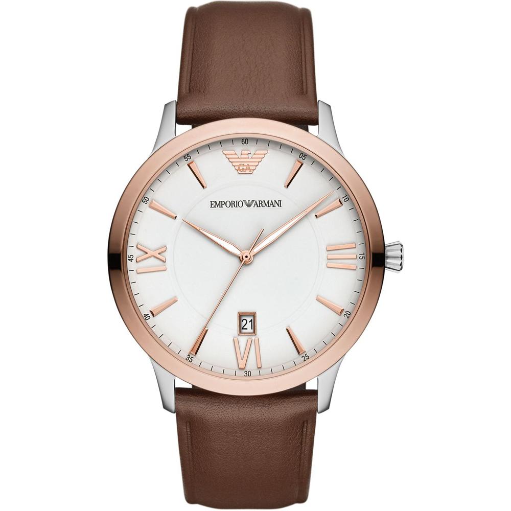 Emporio Armani Giovanni White Brown Leather Men s Quartz Watch AR11211 белый