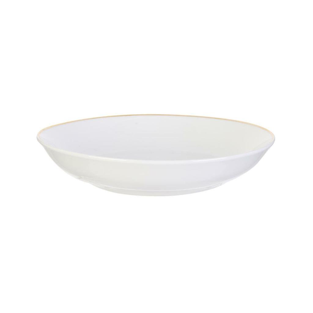 Pearl Gold Deep Porcelain Plate 21 White
