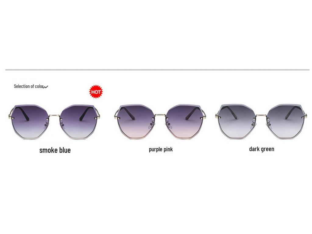 2021 Fashion Polygon Rimless Sunglasses for Women – Korean Street Style Trend