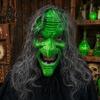 Vintage Hororová čarodějnická maska na Halloween s realistickými vráskami a tesáky, Plastová děsivá celoobličejová kostýmová maska, Strašidelná cosplay rekvizita na párty, Únikovou místnost