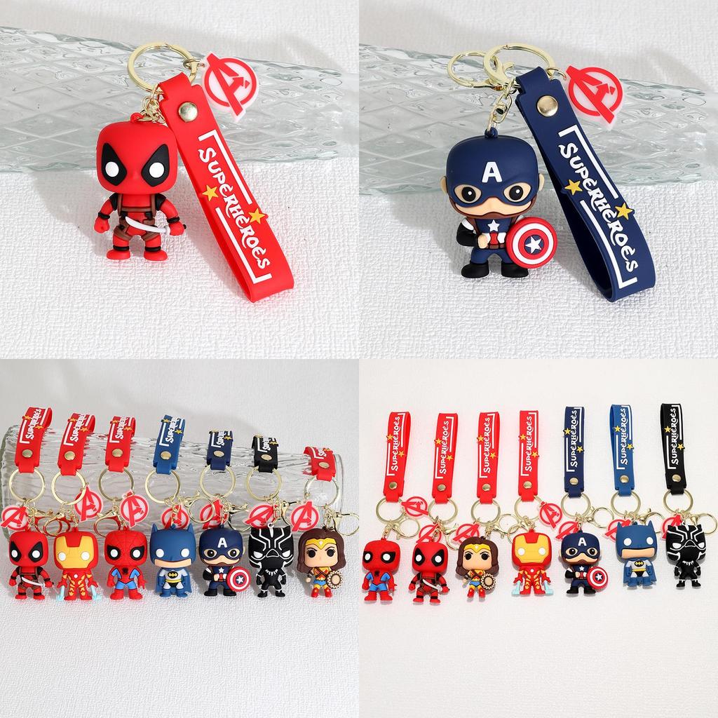 Cartoon Marvel American Captain Spider-man Silikon Schlüsselanhänger Anhänger Batman Superheld Kleines Geschenk