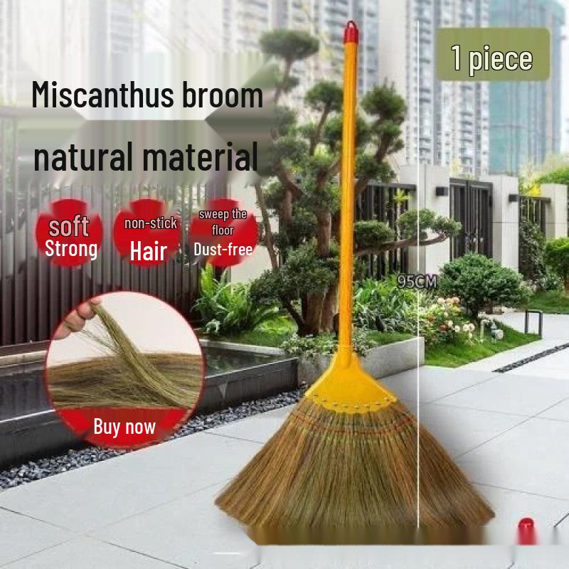 Old-Fashioned Sorghum Stalk Broom: Soft Bristles, Non-Stick Hair, Ideal for Home & Courtyard Sweeping