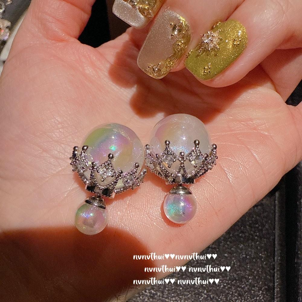 Italian Vintage Iris Pollen Gem Petal Necklace Vintage Drop Glaze Petal Zircon Earrings Set