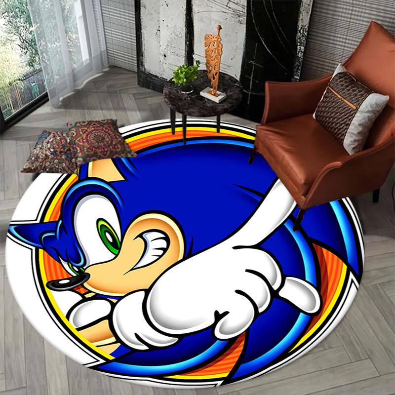 Sonic Printed Chair Rug for Home Office Use, Living Room Kitchen Game Room Round Carpet