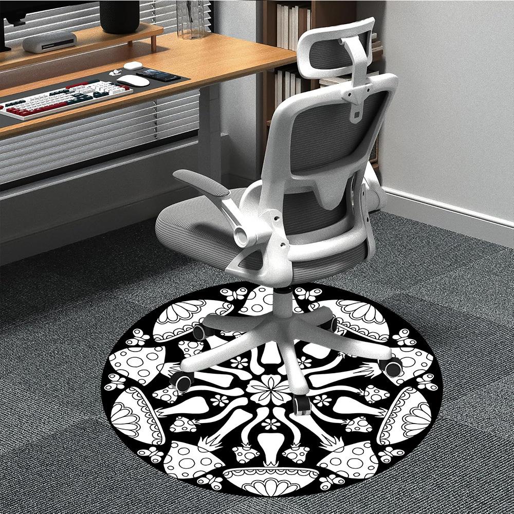 

1pc Mushroom Mandala Carpet, Round Non Slip Durable Large Size Office Carpet, Suitable for Office 80cm
