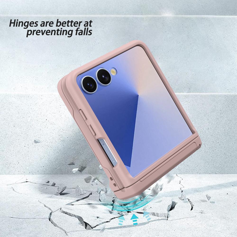 KEYSION Shockproof Case for Samsung Z Flip 7 6 5 5G Hard PC With Hinge Kickstand Card Slot Phone Cover for Galaxy Z Flip 5 6 7