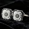 Men's Cufflink Set, Square Black and White Retro Carved Crystal Cufflinks, Paired with Gift Boxes.
