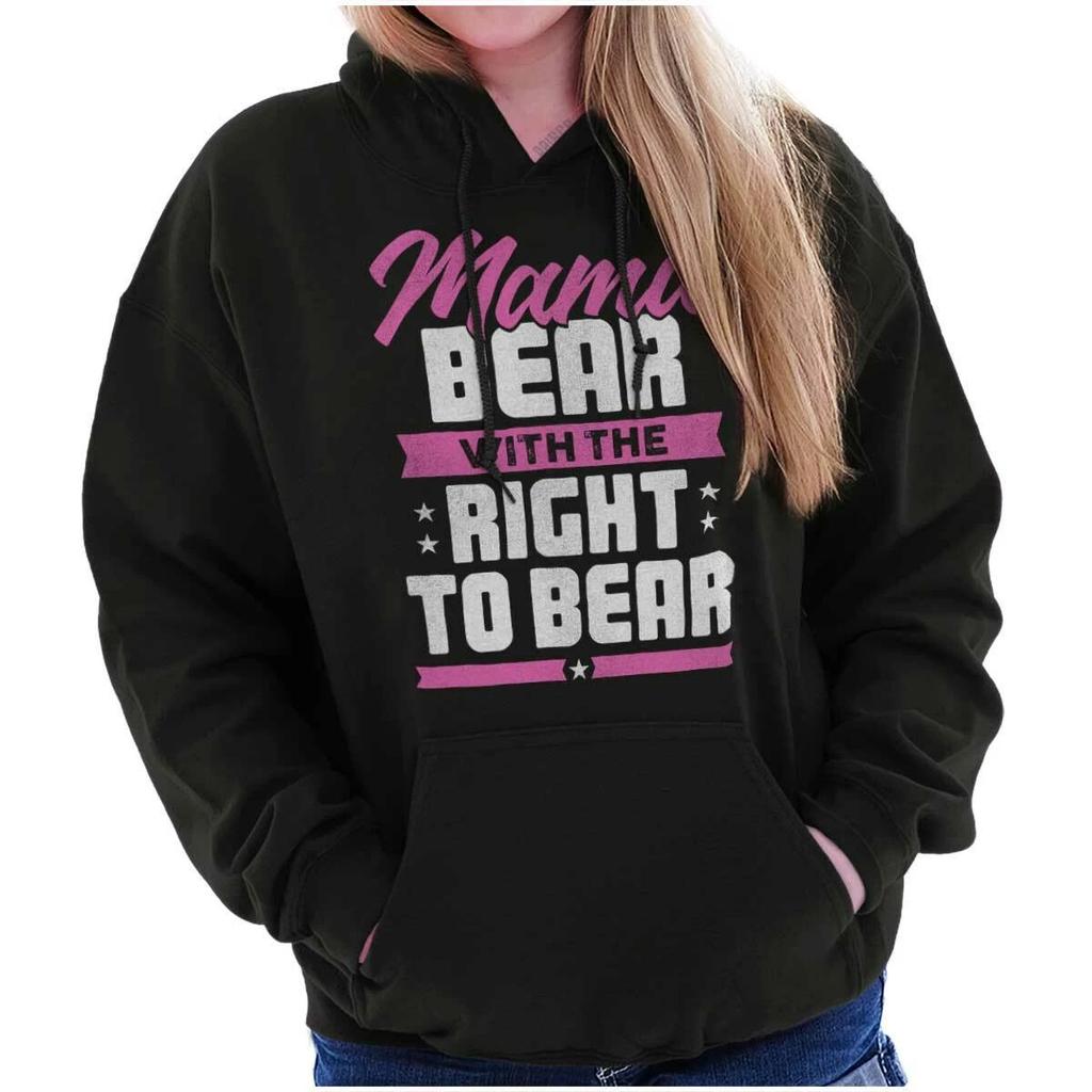 Mama Bear with the Right To Bear Pro Guns Womens Hooded Sweatshirts Hoodies