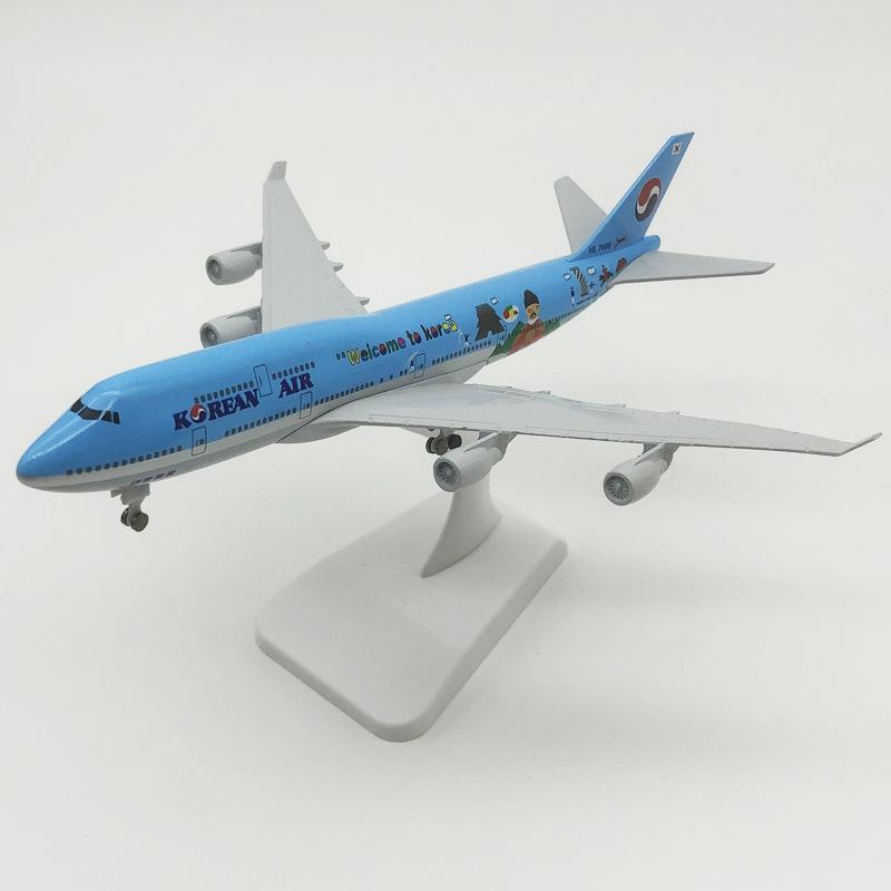 Korean Air 747 Model Airplane Large Diecast Airplane Model Kits with Stand Display Collectible for Aviation Enthusiast Gift