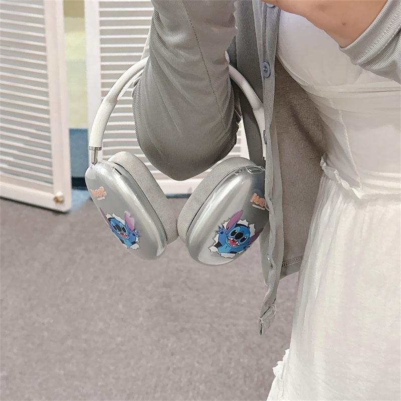 Applicable Apple headset AirPods max earphone cover transparent painted cartoon Stitch protective case cute