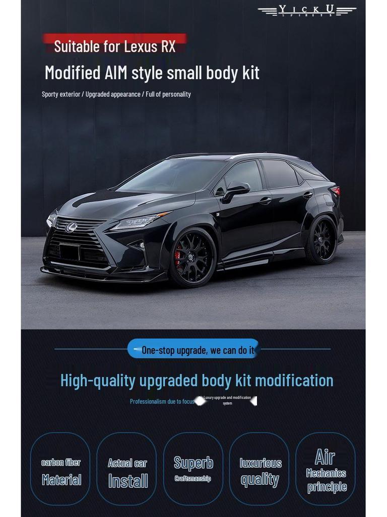 Lexus RX 2016-2019 AIM Style Carbon Fiber Body Kit: Front & Rear Lip Spoiler, Wide Body Fender Flares.