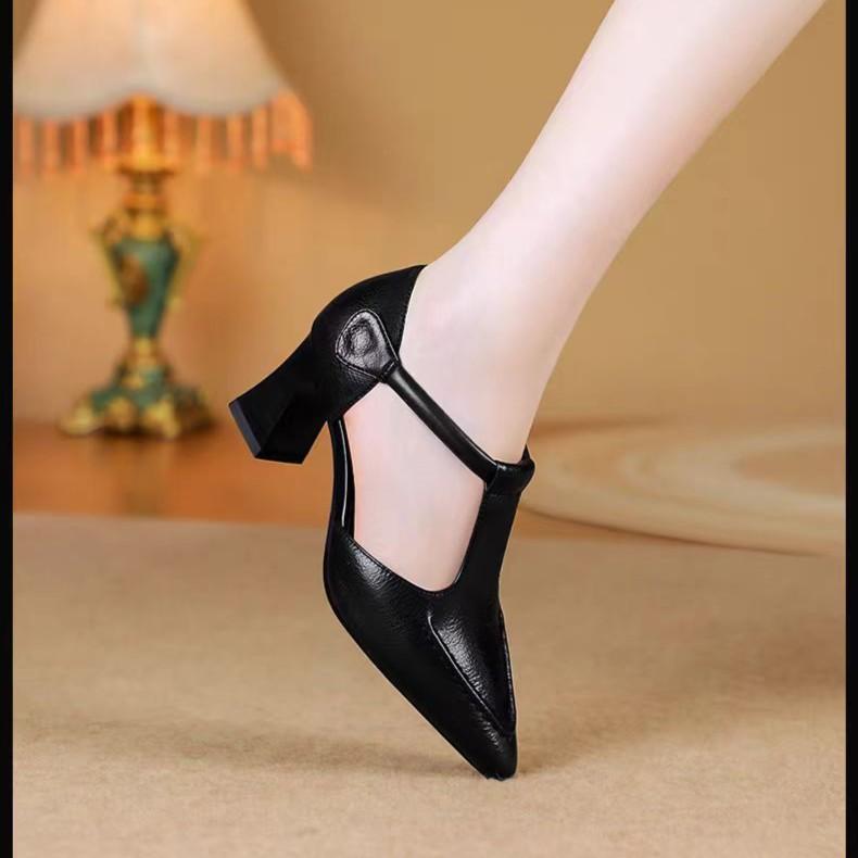 Baotou sandals children's summer 2025 new pointed stiletto one-word Velcro with leather sewing line high heels