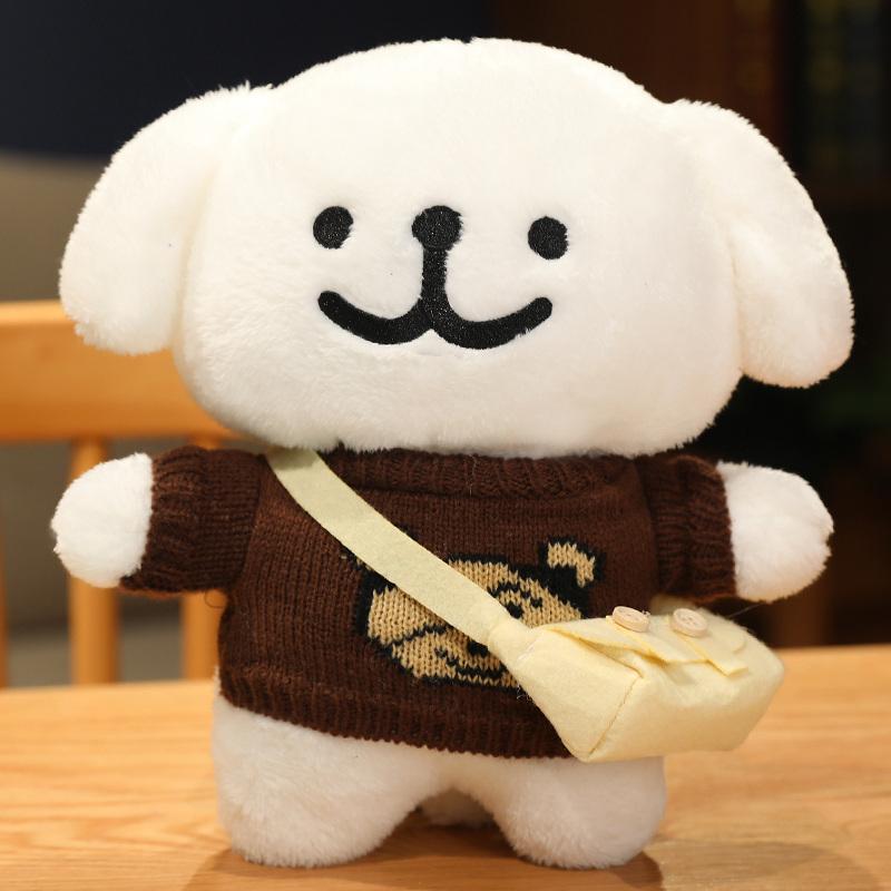 Cute Korean Maltese Dog Plush Toy Stuffed Soft Animal Cartoon Puppy Wear Clothes Pillow Birthday Christmas Gift for Kids