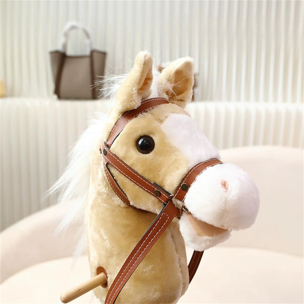 Stick Horse Plush Handcrafted Horse  A Stick With Wood Wheels Real Neighing And Galloping Sounds For Kids Toddlers