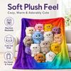 150x130cm Plush Blanket Rainbow Gradient Nap Blanket Cat Print Blanket  for Kids Room Home Travel