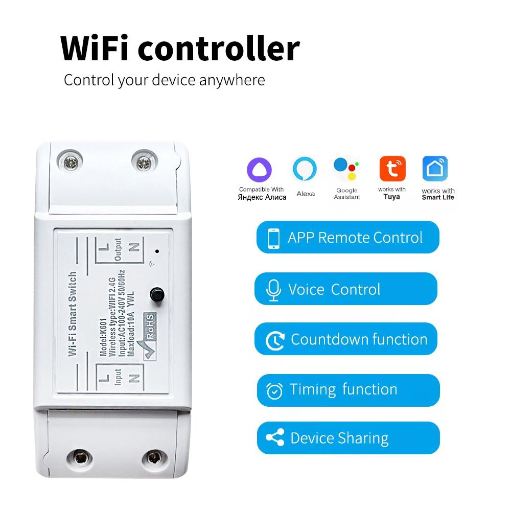 Tuya WiFi Smart Switch 433MHz Universal Breaker Timer Voice Control Smart Life APP Wireless Remote Control Support Alexa Google