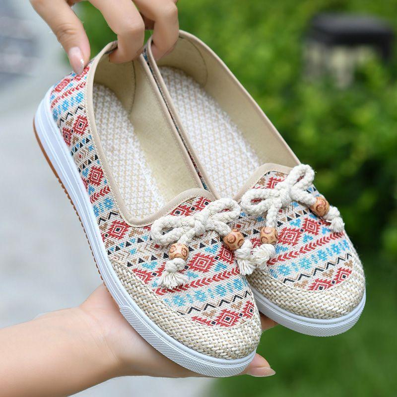 Shoes for Women Slip on Canvas Woman Footwear Spring Autumn Flat Cheap Streetwear Stretchy New in Casual Korean Style Outfits XL