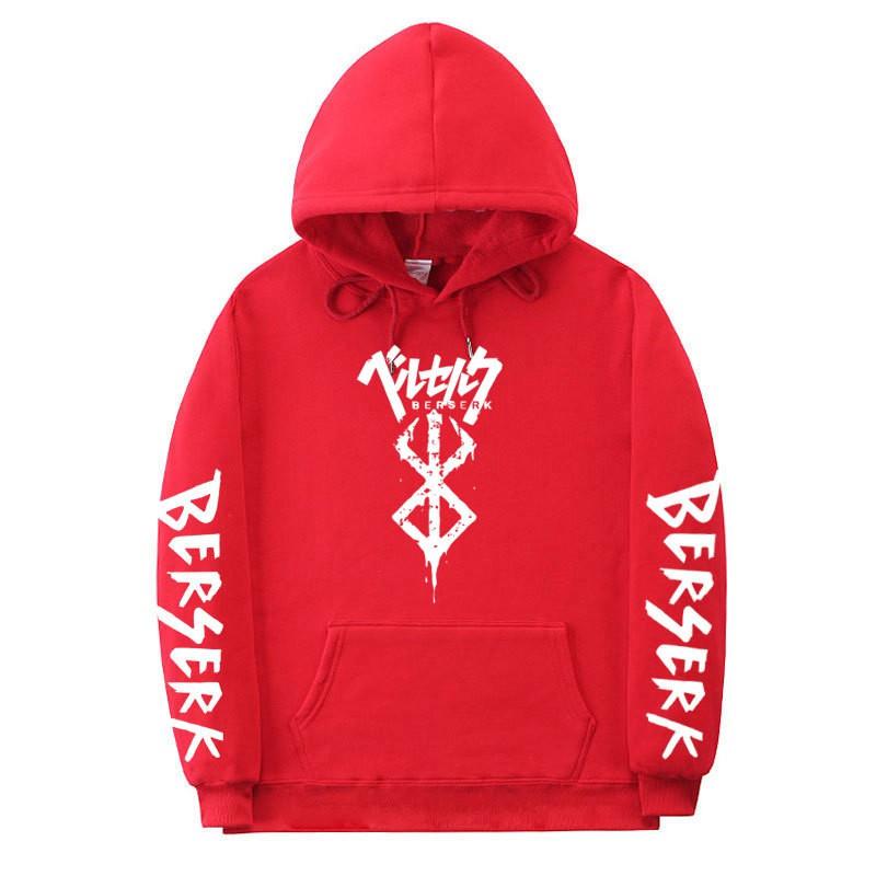 Mens Hooded Fleece Sweatshirt Inspired By Berserk Anime Streetwear Casual Oversized Pullover