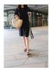 Maternity Loose-Fit Plus Size Patchwork T-shirt Dress - Korean Style Summer Over-the-Knee Dress