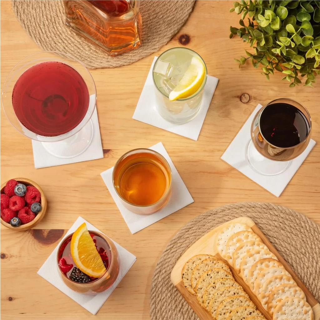 100 Pack Cocktail Napkins, Disposable Beverage/Bar Napkins, 2-Ply Square Napkins for Everyday Use, Party or Wedding Birthday